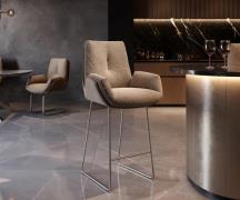 DELIFE Barstoel Clea-Flex materiaalmix Mud RVS pocketvering