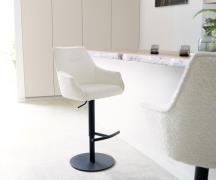 DELIFE Barstoel Alja-Flex bouclé Wit Draaivoet in hoogte verstelbaar M...