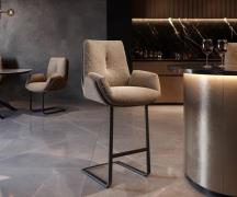 DELIFE Barstoel Clea-Flex materiaalmix Mud vrijstaand vlak metaal pock...