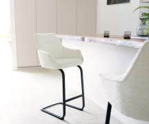 DELIFE Barstoel Alja-Flex bouclé Wit Vrijstaand vlak Metaal Zwart pock...