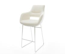 DELIFE Barstoel Yago-Flex bouclé Wit sledeframe RVS pocketvering