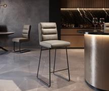 DELIFE Barstoel Pela-Flex Volledig leer Mud Metalen sledestoel Zwart p...