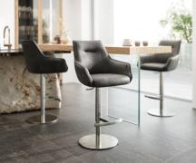 DELIFE Barstoel Alja-Flex microvezel antraciet vintage draaivoet in ho...