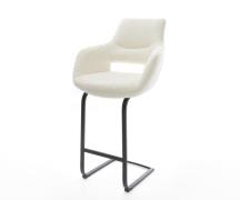 DELIFE Barstoel Yago-Flex bouclé Wit Vrijstaand vlak Metaal Zwart pock...