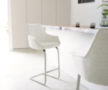 DELIFE Barstoel Alja-Flex bouclé wit vrijstaand vlak RVS pocketvering