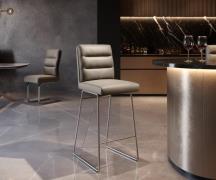 DELIFE Barstoel Pela-Flex Volledig leer Mud Sledeonderstel RVS pocketv...