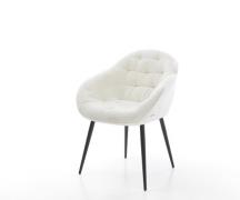 DELIFE Eetkamerstoel Gaio-Flex bouclé zacht beige 4-poot conisch zwart