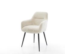 DELIFE Eetkamerstoel Pejo-Flex pluchen crème-wit 4-poot conisch zwart ...