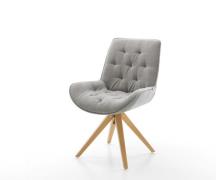 DELIFE Draaistoel Taimi-Flex zachte stof met structuur grijs houten fr...