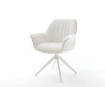 DELIFE Draaistoel Keila-Flex met armleuning bouclé zacht beige kruisfr...