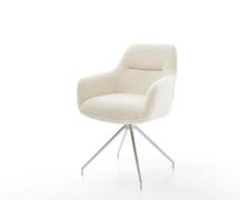 DELIFE Eetkamerstoel Pejo-Flex teddy beige kruisframe conisch roestvri...