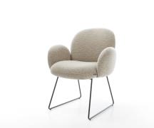 DELIFE Eetkamerstoel Nube-Flex met armleuning geweven stof beige slipf...