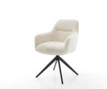 DELIFE Draaistoel Pejo-Flex pluchen crème-wit kruisframe breed zwart 3...