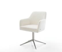 DELIFE Draaistoel Greg-Flex bouclé zacht beige kruispoot roestvrij sta...