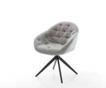 DELIFE Draaistoel Gaio-Flex zachte stof met structuur grijs kruisframe...