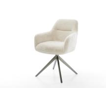 DELIFE Draaistoel Pejo-Flex pluchen crème-wit kruisframe breed grafiet...