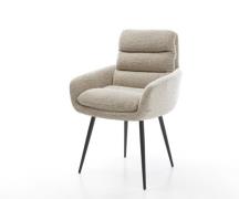 DELIFE Eetkamerstoel Abelia-Flex met armleuning geweven stof beige 4-p...