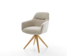 DELIFE Draaistoel Pejo-Flex geweven stof beige houten frame hoekig nat...