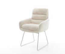 DELIFE Eetkamerstoel Abelia-Flex met armleuning pluchen crème-wit slip...