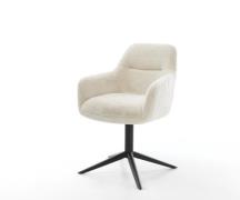 DELIFE Draaistoel Pejo-Flex pluchen crème-wit kruispoot zwart 360° dra...