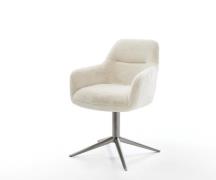 DELIFE Draaistoel Pejo-Flex pluchen crème-wit kruispoot grafiet 360° d...