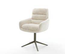 DELIFE Draaistoel Abelia-Flex met armleuning pluchen crème-wit kruispo...