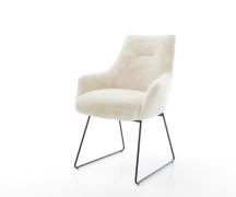 DELIFE Eetkamerstoel Alja-Flex met armleuning pluchen crème-wit slipfr...