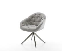 DELIFE Draaistoel Gaio-Flex zachte stof met structuur grijs kruisframe...