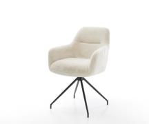 DELIFE Eetkamerstoel Pejo-Flex pluchen crème-wit kruisframe conisch zw...