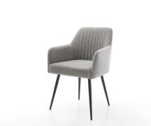 DELIFE Eetkamerstoel Greg-Flex zachte stof met structuur grijs 4-poot ...