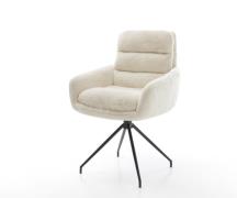 DELIFE Eetkamerstoel Abelia-Flex met armleuning pluchen crème-wit krui...