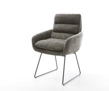 DELIFE Eetkamerstoel Abelia-Flex met armleuning bouclé zacht mud slipf...