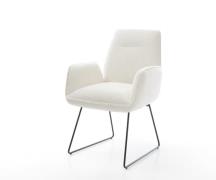 DELIFE Eetkamerstoel Zoa-Flex bouclé zacht beige slipframe zwart pocke...