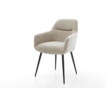 DELIFE Eetkamerstoel Pejo-Flex geweven stof beige 4-poot conisch zwart...