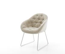 DELIFE Eetkamerstoel Gaio-Flex geweven stof beige slipframe roestvrij ...