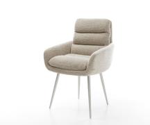 DELIFE Eetkamerstoel Abelia-Flex met armleuning geweven stof beige 4-p...