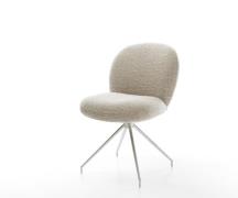 DELIFE Eetkamerstoel Nube-Flex geweven stof beige kruisframe conisch r...