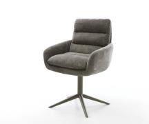 DELIFE Draaistoel Abelia-Flex met armleuning bouclé zacht mud kruispoo...