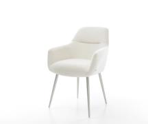 DELIFE Eetkamerstoel Pejo-Flex bouclé zacht beige 4-poot conisch roest...