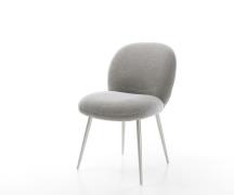 DELIFE Eetkamerstoel Nube-Flex zachte stof met structuur grijs 4-poot ...