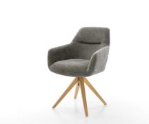 DELIFE Draaistoel Pejo-Flex bouclé zacht mud houten frame hoekig natuu...