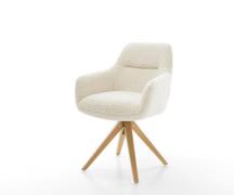 DELIFE Draaistoel Pejo-Flex teddy beige houten frame hoekig natuur 180...