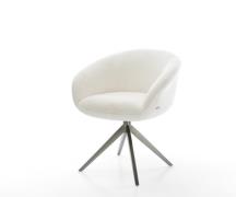 DELIFE Draaistoel Vinka-Flex met armleuning bouclé zacht beige kruisfr...