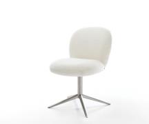 DELIFE Draaistoel Nube-Flex bouclé zacht beige kruispoot roestvrij sta...