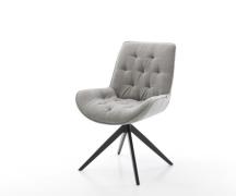 DELIFE Draaistoel Taimi-Flex zachte stof met structuur grijs kruisfram...