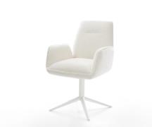 DELIFE Draaistoel Zoa-Flex bouclé zacht beige kruispoot wit 360° draai...