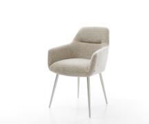 DELIFE Eetkamerstoel Pejo-Flex geweven stof beige 4-poot conisch roest...