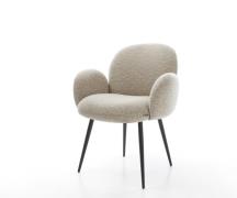 DELIFE Eetkamerstoel Nube-Flex met armleuning geweven stof beige 4-poo...