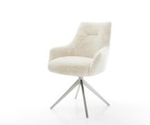 DELIFE Draaistoel Alja-Flex met armleuning pluchen crème-wit kruisfram...