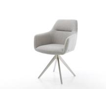 DELIFE Eetkamerstoel Pejo-Flex stripes lichtgrijs kruisframe hoekig ro...